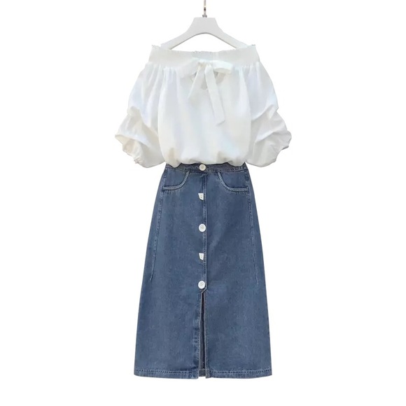 denim skirt coord
